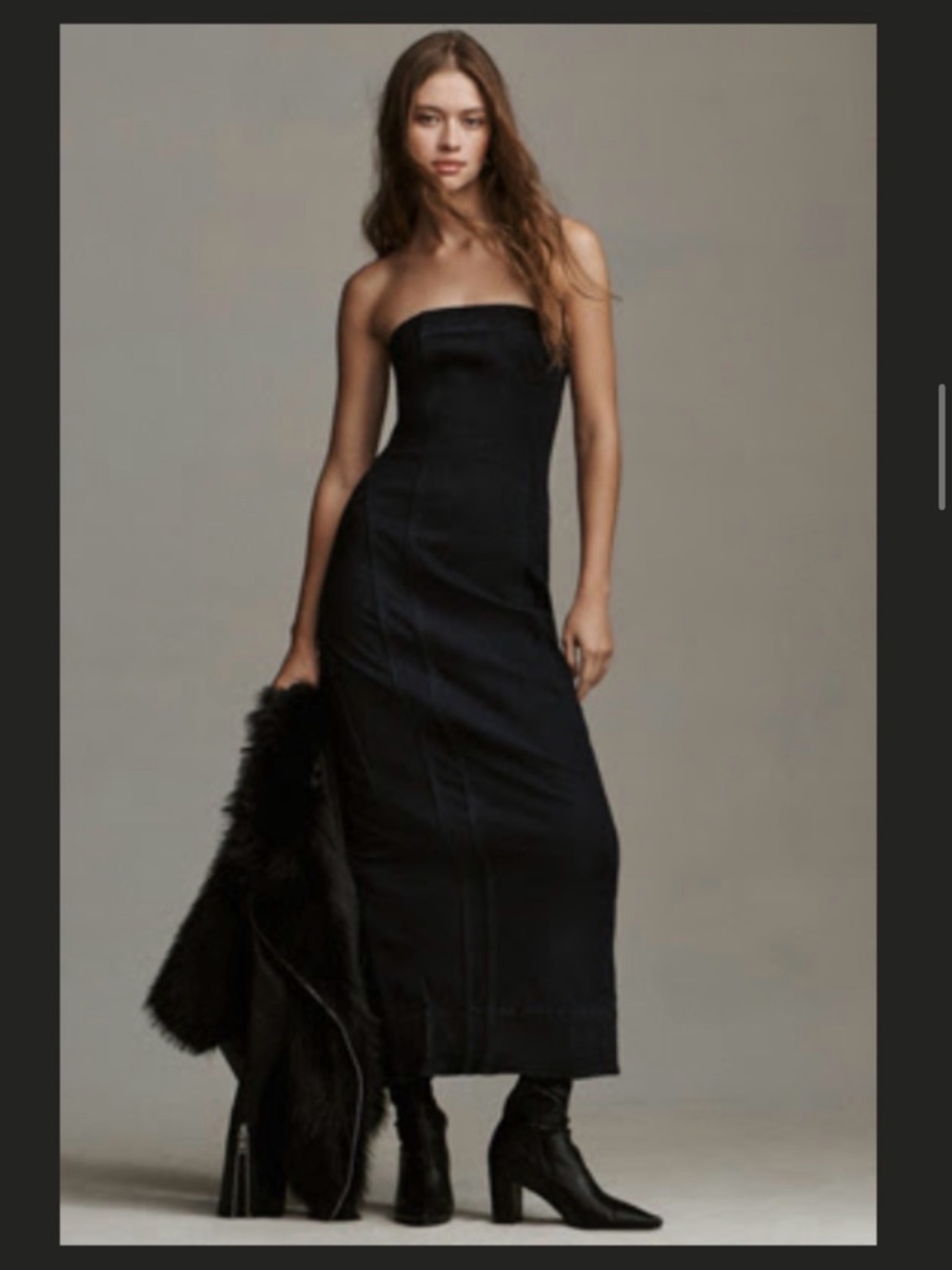 Pilcro Strapless Black Panelled Pencil Dress